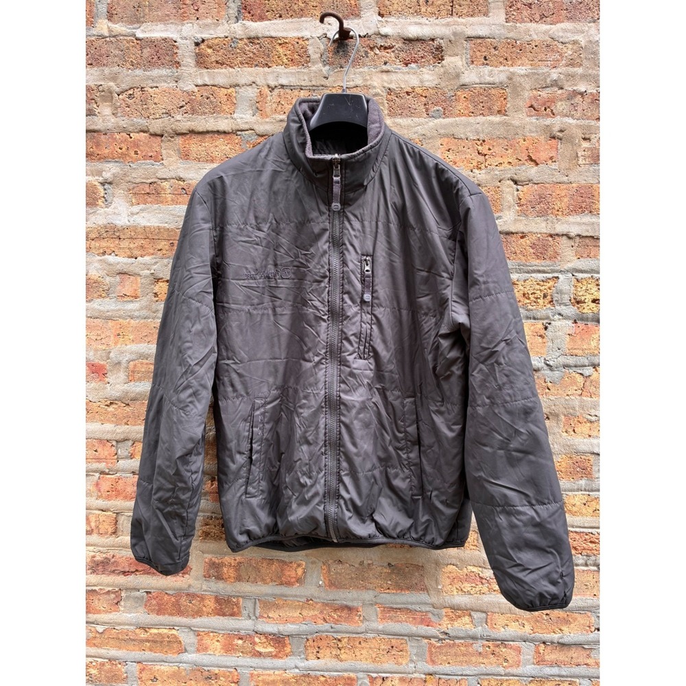 Free Country Mens Quilted Puffer Jacket Gray Full Zip Lightweight Medium